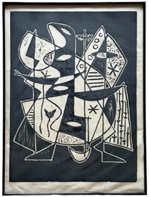 Mid-Century Modern Pencil Signed Abstract , Etching