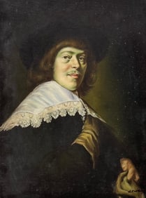 Valentin Cruz (20th c Mexico) Tixcocob, Yucatan Artist. Baroque Portrait