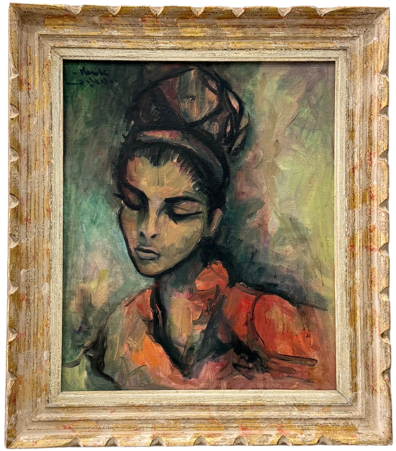 Mid-Century Modern Abstract Portrait Of A Woman, Signed (1 of 3)