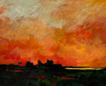 Tropical Tonalist Landscape, Possibly Everglades, Illegible Signature