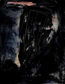 Mid-Century Modern Texturized American Abstract Expressionist Painting Signed Verso