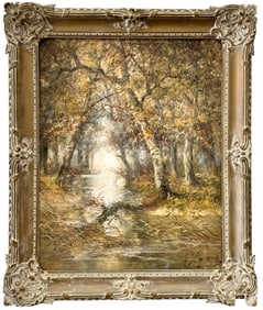 HUGO ANTON FISHER (1854-1915, American) Large Landscape, Watercolor