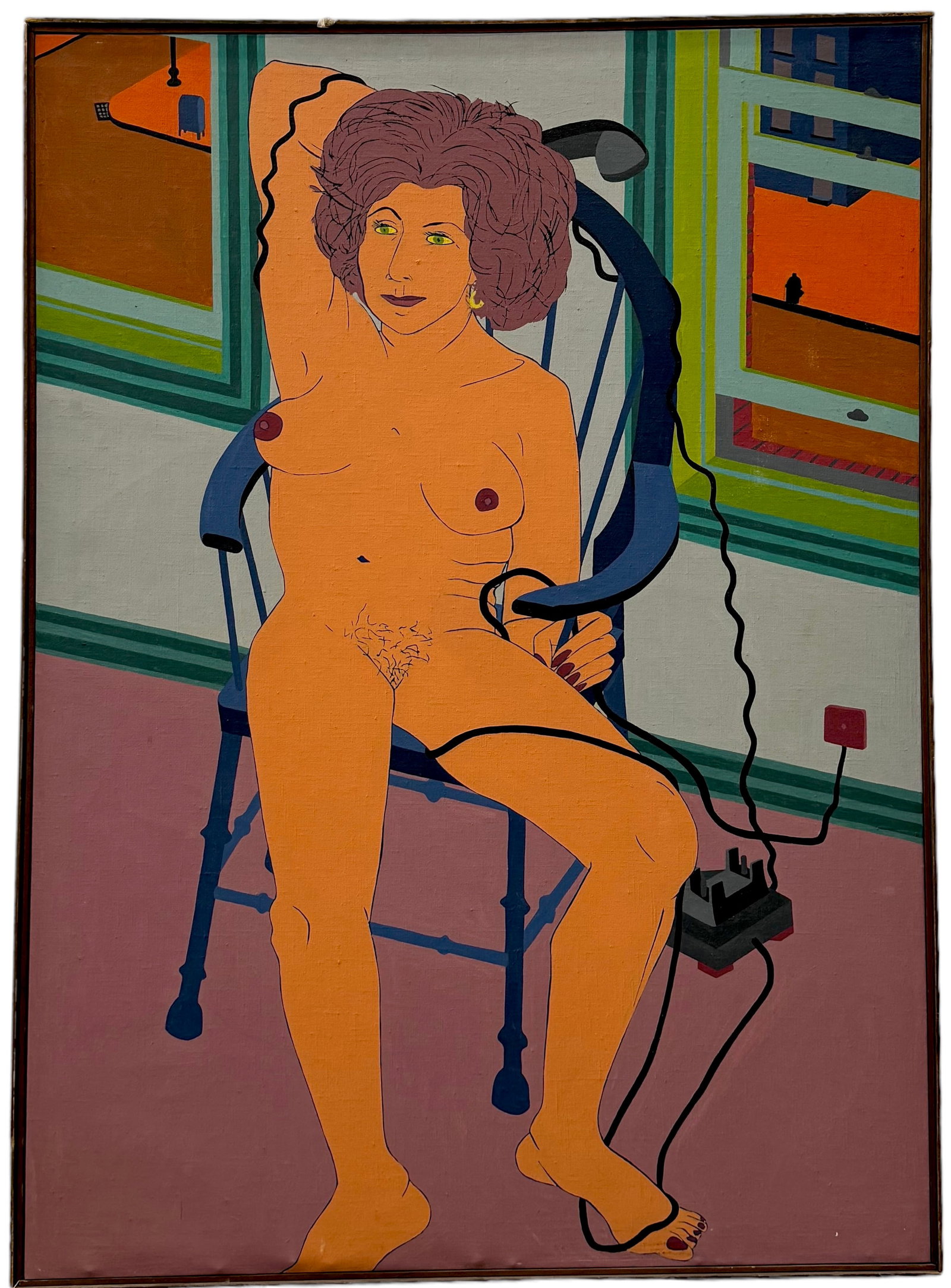 MICHAEL FATTIZZI (American) Woodstock Colony Artist, Pop Art Nude: Oil on canvas 50 x 36 in