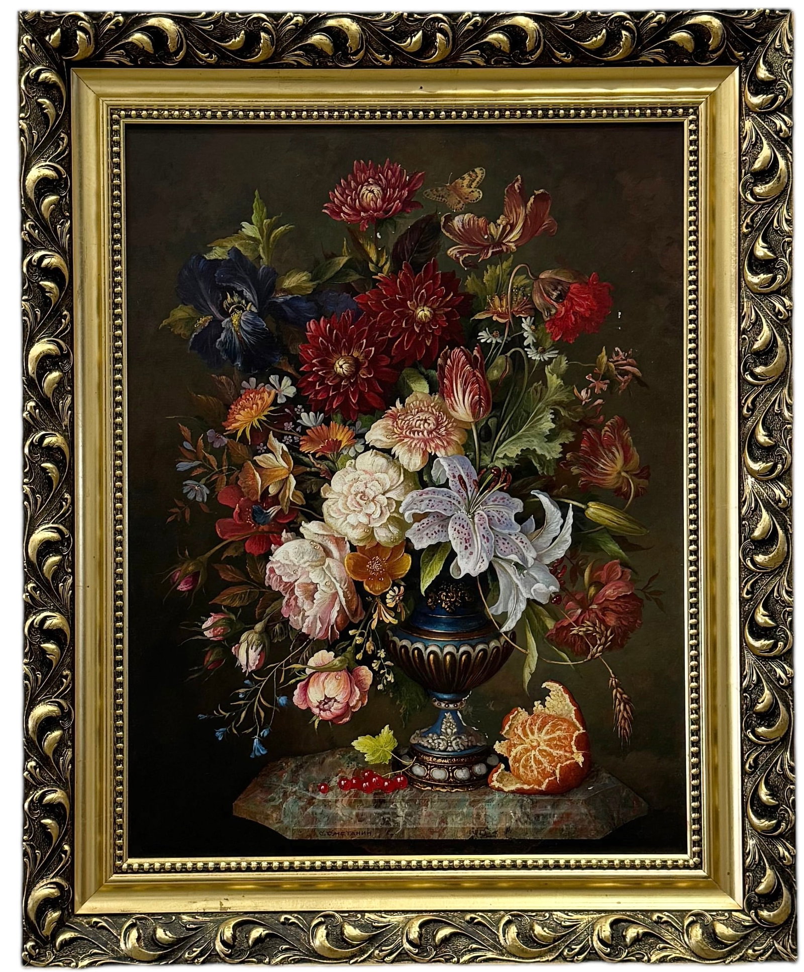 SERGEI SMETANINE (b. 1951, Russia) Still Life Of Flowers: Oil on canvas 26 x 20 in, 32 x 26 in (framed)