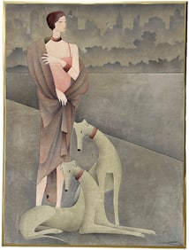 Large Limited Edition Art Deco Serigraph "Park Avenue" New York City, Signed