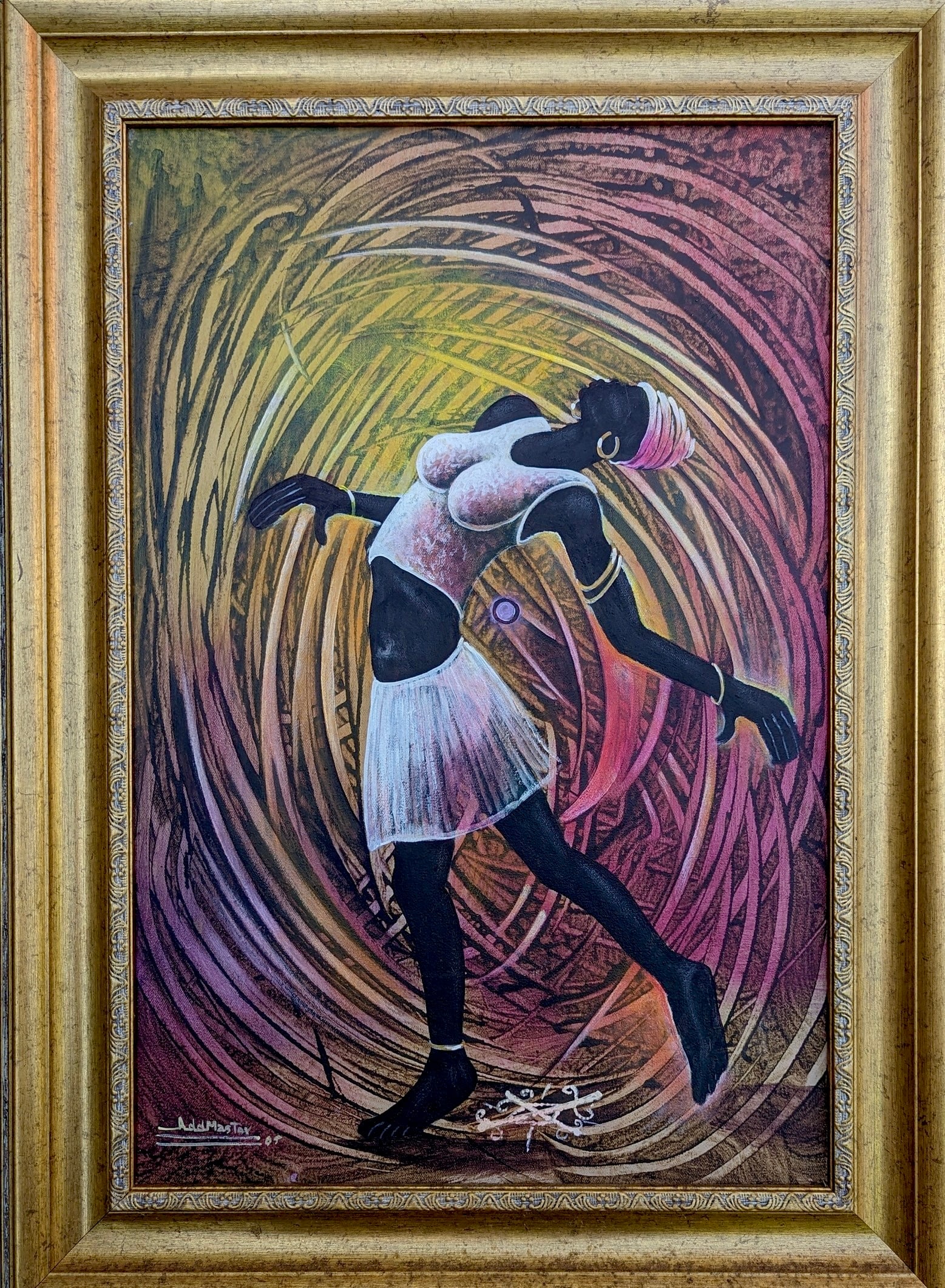 Addmaster, CAMILLE MARIUS Abstract With female Figure, Signed: Acrylic on canvas 24 x 16 in