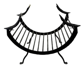 Vintage Brutalist Giacometti Style Iron Firewood Holder