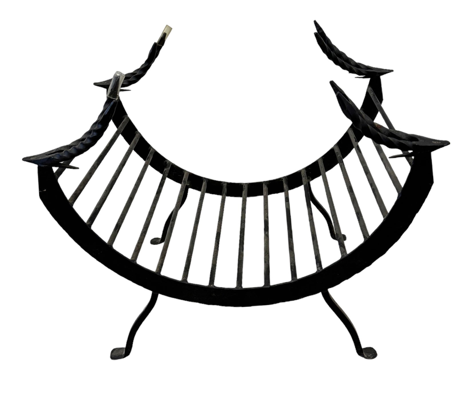 Vintage Brutalist Giacometti Style Iron Firewood Holder (1 of 2)