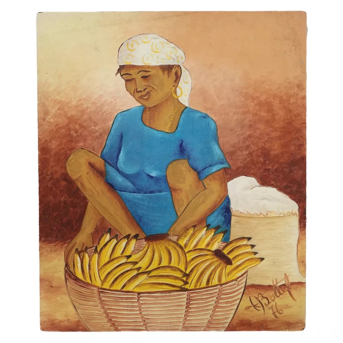 HENRI-BAPTISTE BOTTEX (20th c, Haiti) Figure: Oil on masonite 12 x 10