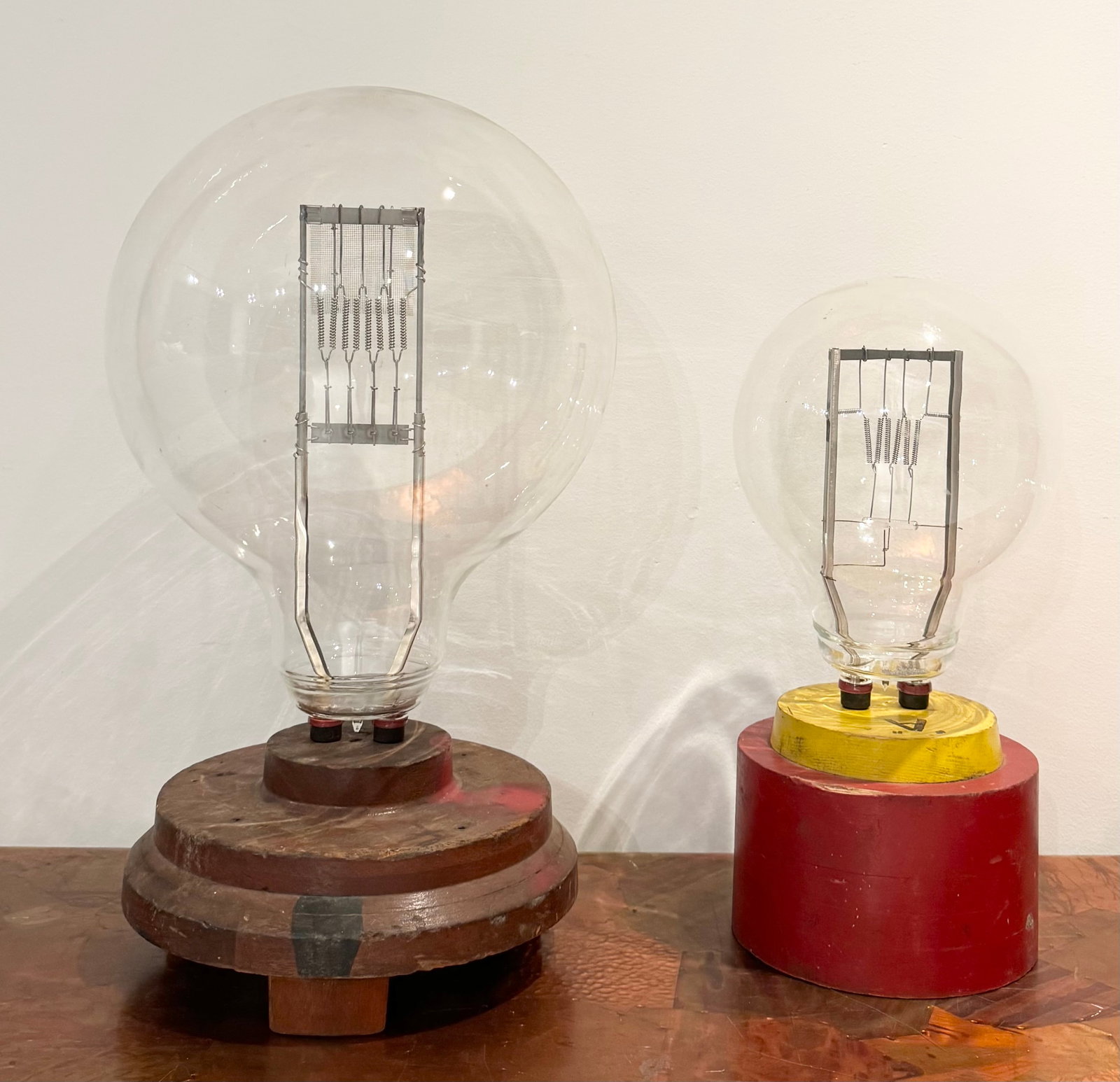 Pair Of Large Vintage Lightbulbs, Folk Art: 20 x 11 in (largest)