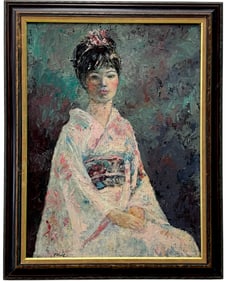 Mid-Century Impressionist Japanese Portrait Of A Woman, Signed