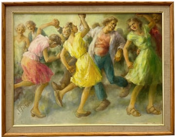 JOHN FULTON (20th c, American) Regionalist Dance Floor Scene