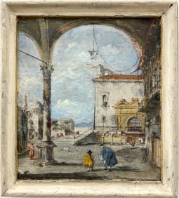 18th Century Venetian School Vendute City Scene Painting