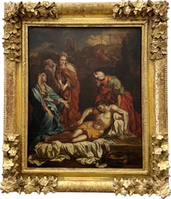 Old Master Painting Of Lamentation of Christ, Attributed To Sebastien Bourdon, Great Frame