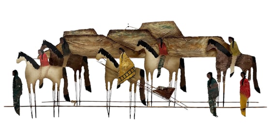 Large Curtis Jere Metal Wall Sculpture Southwestern American Indian Motif