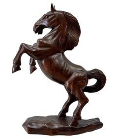 Vintage Carved Wooden Horse Sculpture