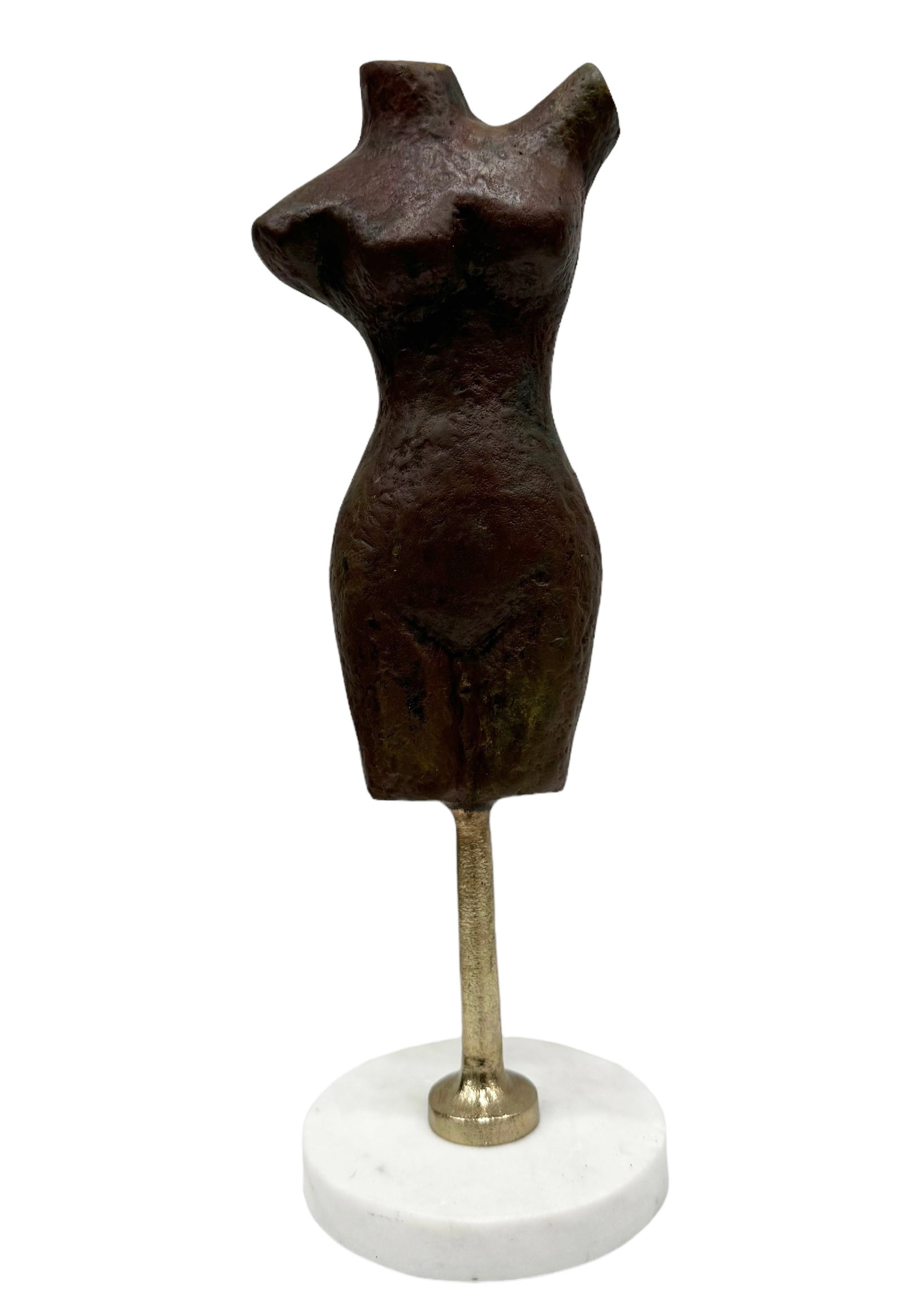 Modernist Nude Metal Sculpture On Marble Base: Size 12.5 x 4 in