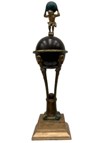 Figure On Atlas Mixed Metal Sculptute