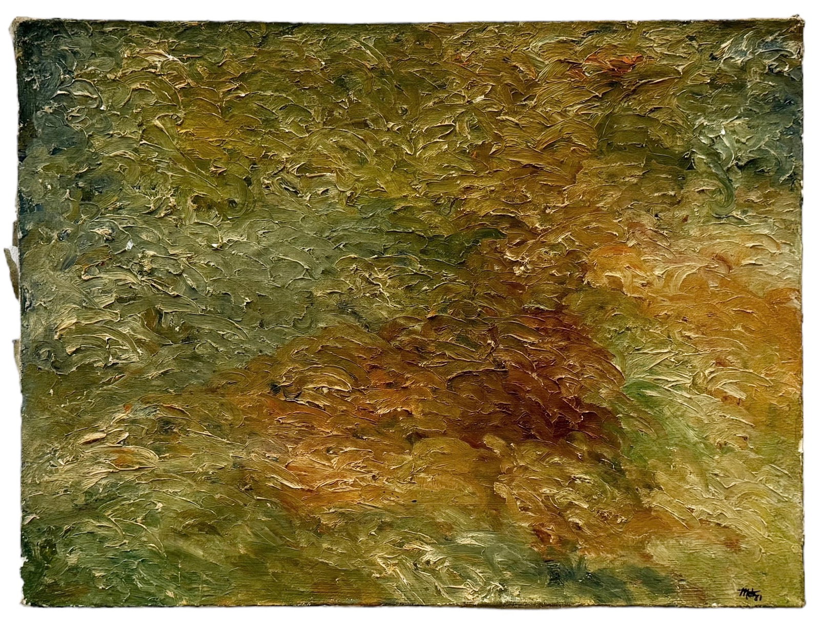 Vintage American Abstract Heavy Impasto Oil Painting, Signed: Oil on canvas 24 x 18 in