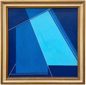 Polish School Modernist Blue Geometric Abstract, Unsigned