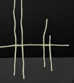 Contemporary Black, White & Grey Abstract Painting, Signed