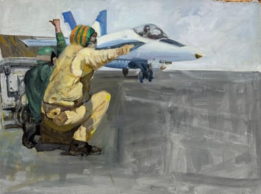 American School Air Force Painting With Fighter Jet