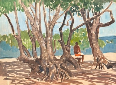 TORE ASPLUND (1903-1978, American) Winward Beach Park, Oahu Hawaii