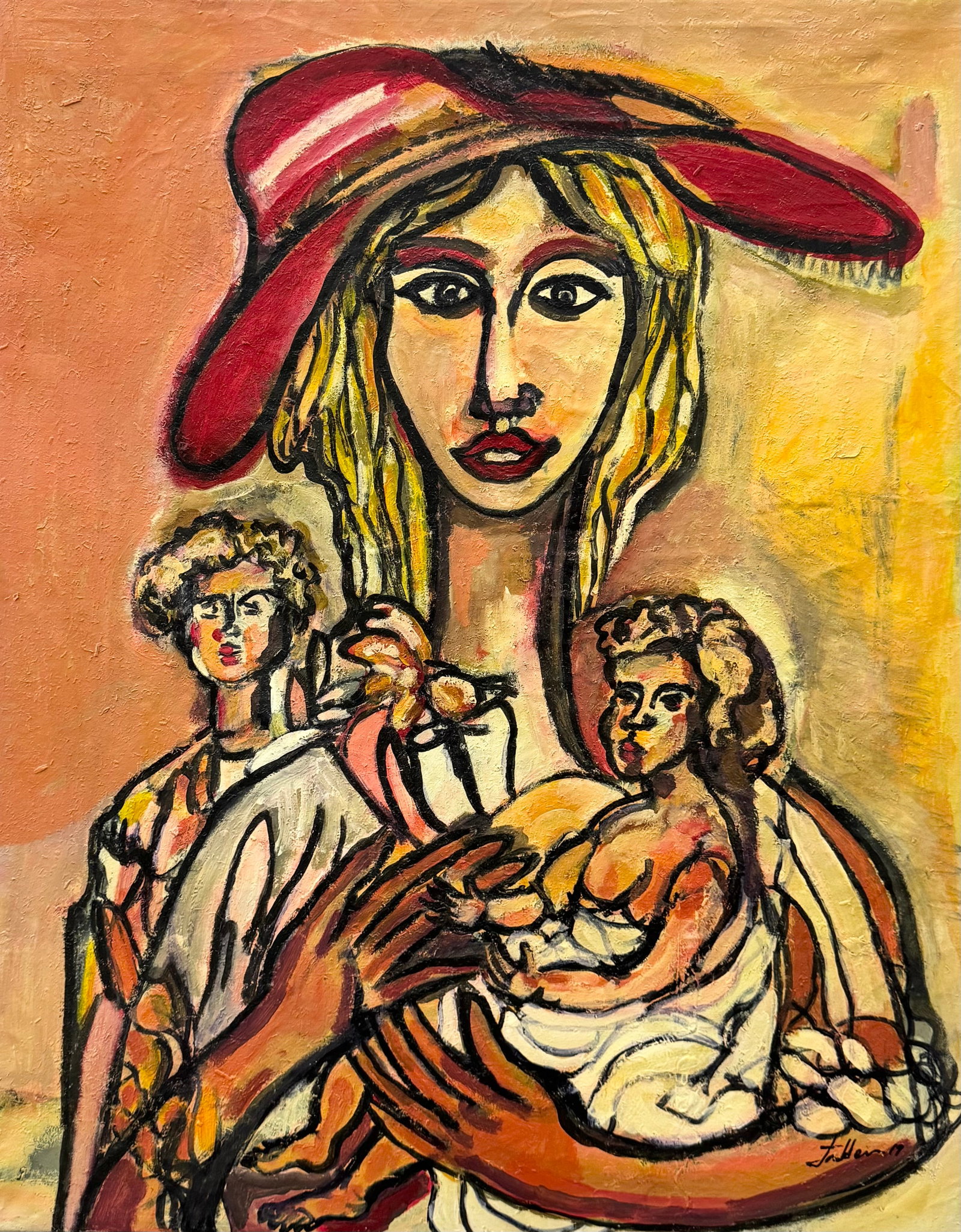JADDEN (21st c, Cuban) Portrait Of A Woman, Miami Artist: Acrylic on canvas 34.5 x 27.5 in