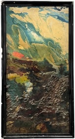 Mid-Century Spanish Modernist Abstract Painting Writing Verso