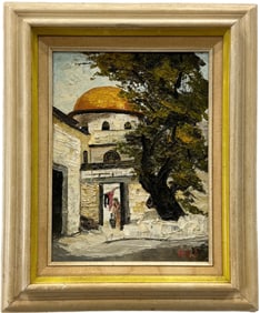 Israeli School Impressionist Golden Dome Jersusalem Painting, Signed