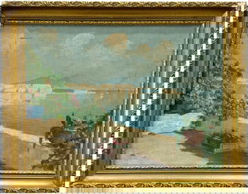 Italian School Impressionist Neapolitan Harbor Scene Signed Ciappa