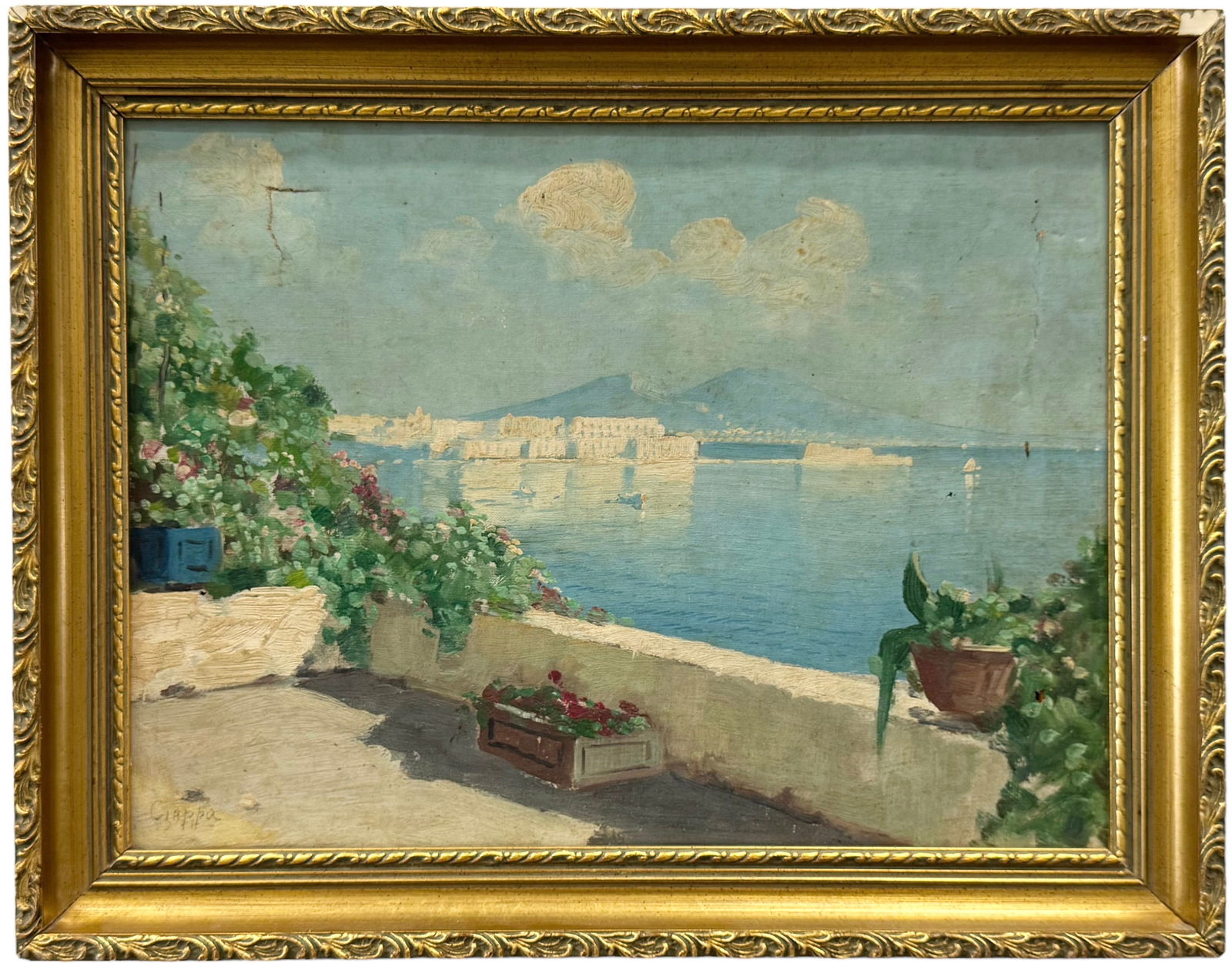 Italian School Impressionist Neapolitan Harbor Scene Signed Ciappa (1 of 3)