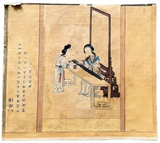 Antique Chinese School Painting On Rice Paper