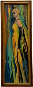 Mid-Century American Surrealist Figural Abstract Of A Woman, Signed