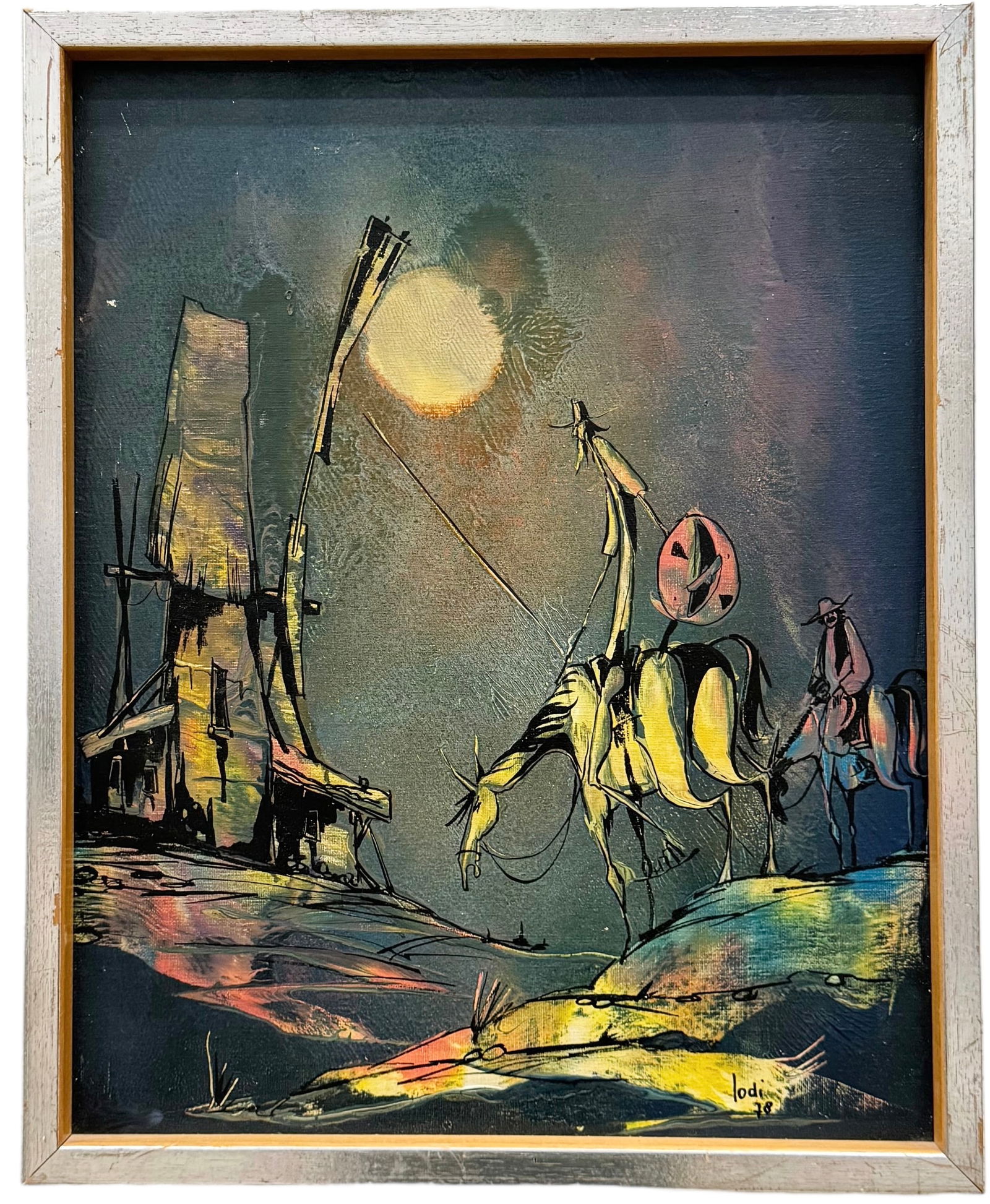 Italian School Surrealist Don Quixote Scene, Signed (1 of 3)