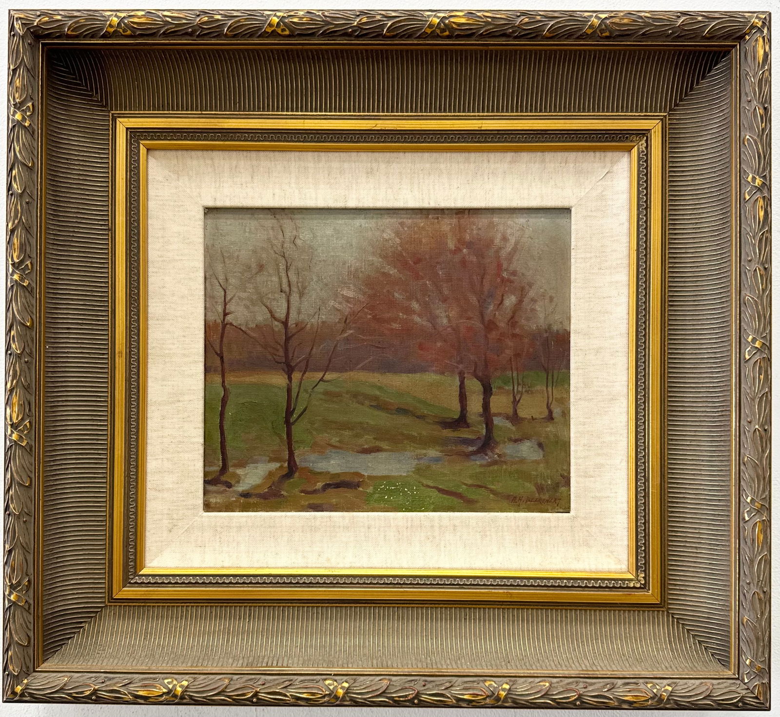 ALFRED BECKONERT 19th c, American Impressionist Landscape Painting, Nicely Framed (1 of 3)