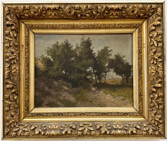 Antique Continental European School Landscape, Signed In Beautiful Period Frame