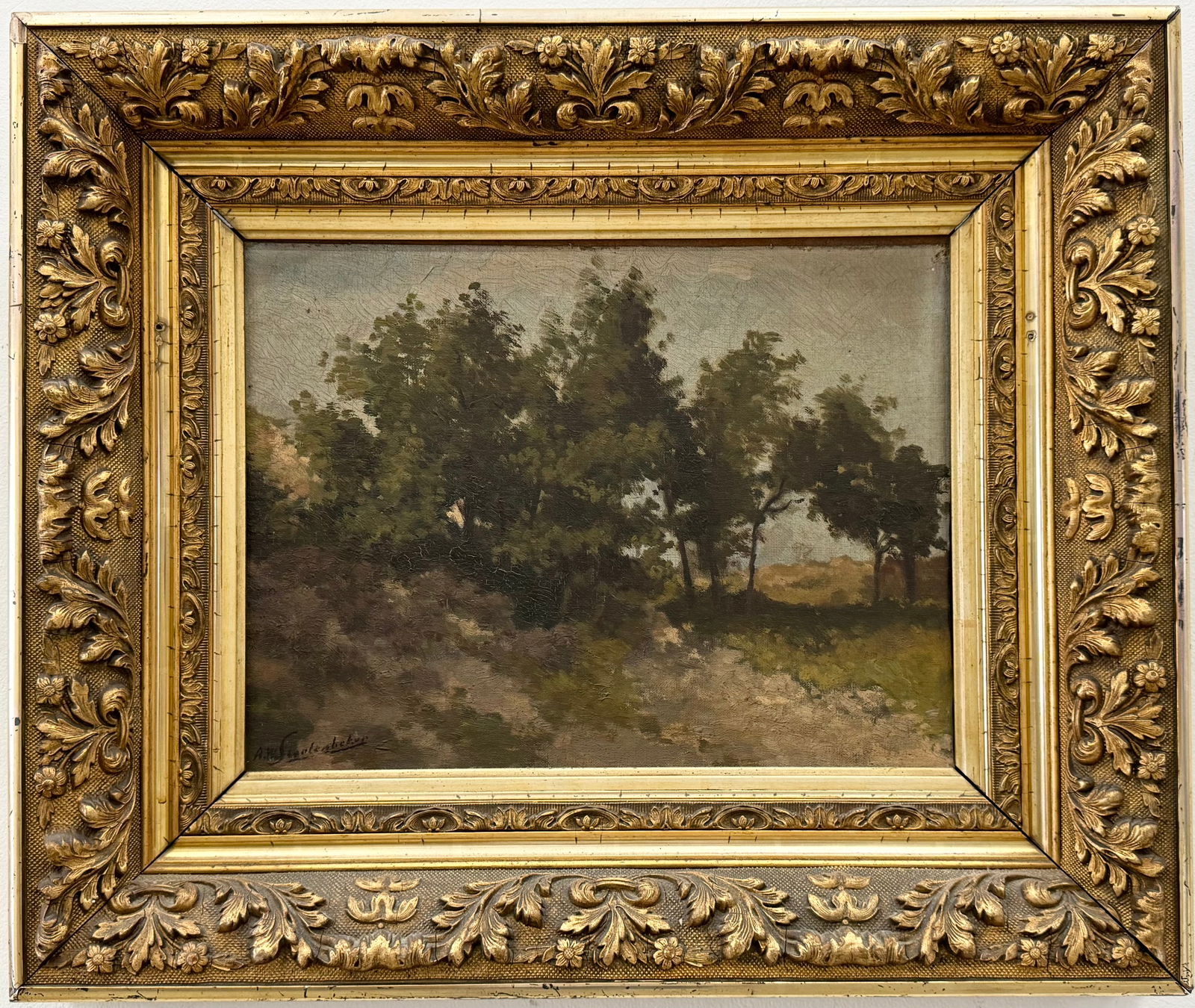 Antique Continental European School Landscape, Signed In Beautiful Period Frame (1 of 4)