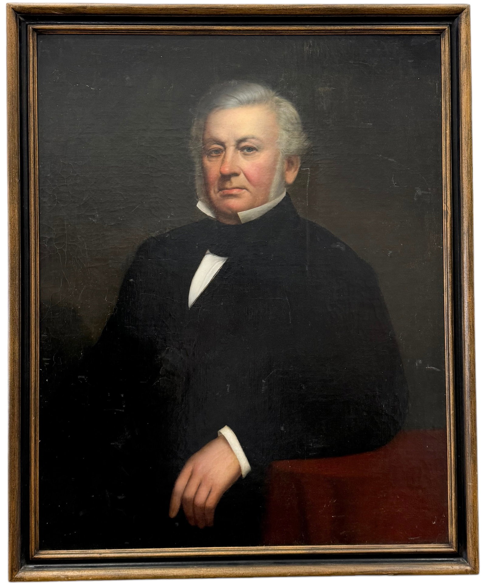 American School Portrait Of A Distinguished Gentleman, Palm Beach Estate: Oil on canvas laid on masonite 38 x 31 in (framed)