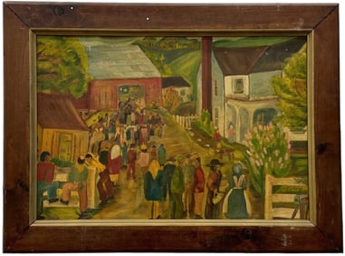 Primitive American School Pennsylvania Painting , Won Blue Ribbon Award