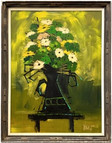French School Modernist Floral Still Life, Signed