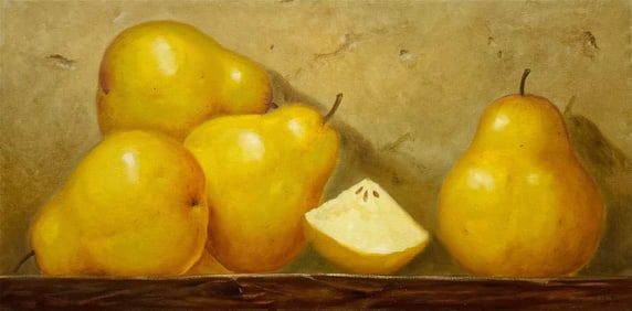 Latin American School Still Life Of Pears Signed Montoya
