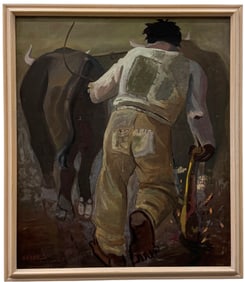 Latin American School Bolivian Modernist Cattle Herder, Sigend