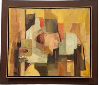 American Mid-Century Modern Cubist Still Life Abstract, Signed