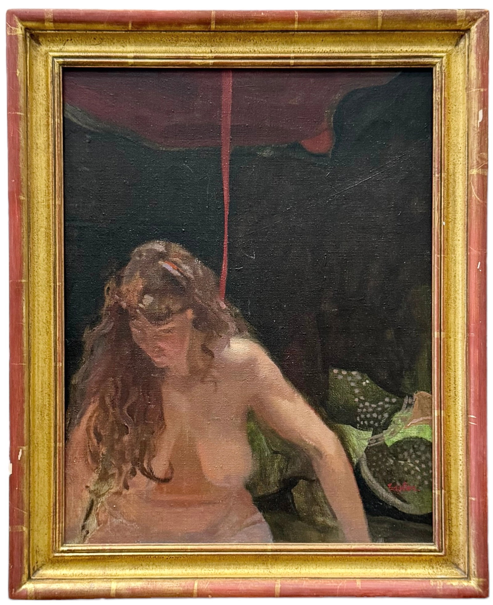 American School Surrealist Nude Abstract Portrait, Nicely Framed: Oil on canvas 19 x 15 in, 23 x 19 in (framed)