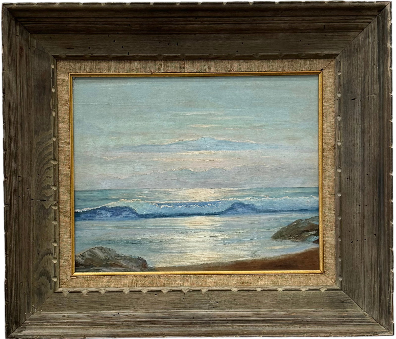 WALTER ANDREWS (1905-1969, American) Waves At Beach, Pennsylvania Artist: Oil on board 16 x 20 in, 25 x 29 in (framed).