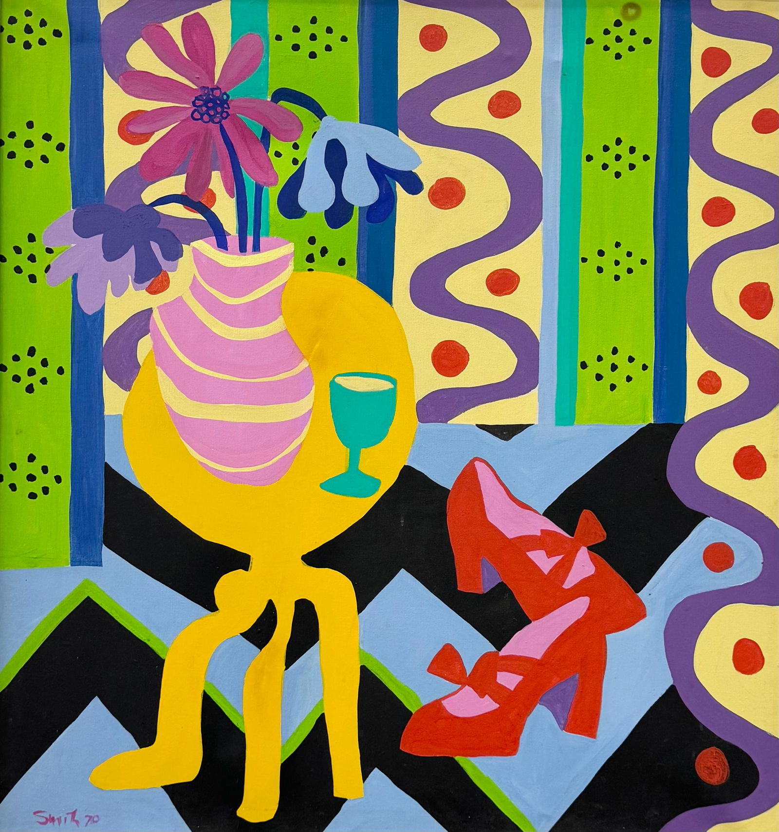 Large American School Mid-Century Colorful Still Life Signed & Dated 1970 (1 of 4)