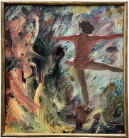Vintage American School 1980's  Abstract w/ Ballerina, Signed