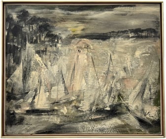 ELIZABETH CARTON (20th c, American) Mystic Seaport, Rhode Island, Harbor Scene