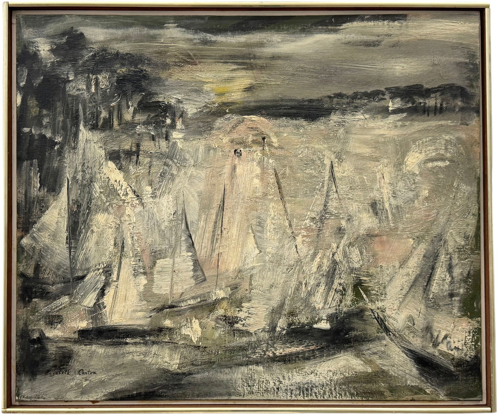 ELIZABETH CARTON (20th c, American) Mystic Seaport, Rhode Island, Harbor Scene (1 of 4)